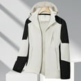 thumbnail image 2 of Lovskoo 2024 Men's Rain Jacket Hooded Sport Casual Waterproof Windbreaker Patchwork Zipper with Pockets Detachable Cap Long Sleeve Outdoor Outerwear Jacket Beige, 2 of 4