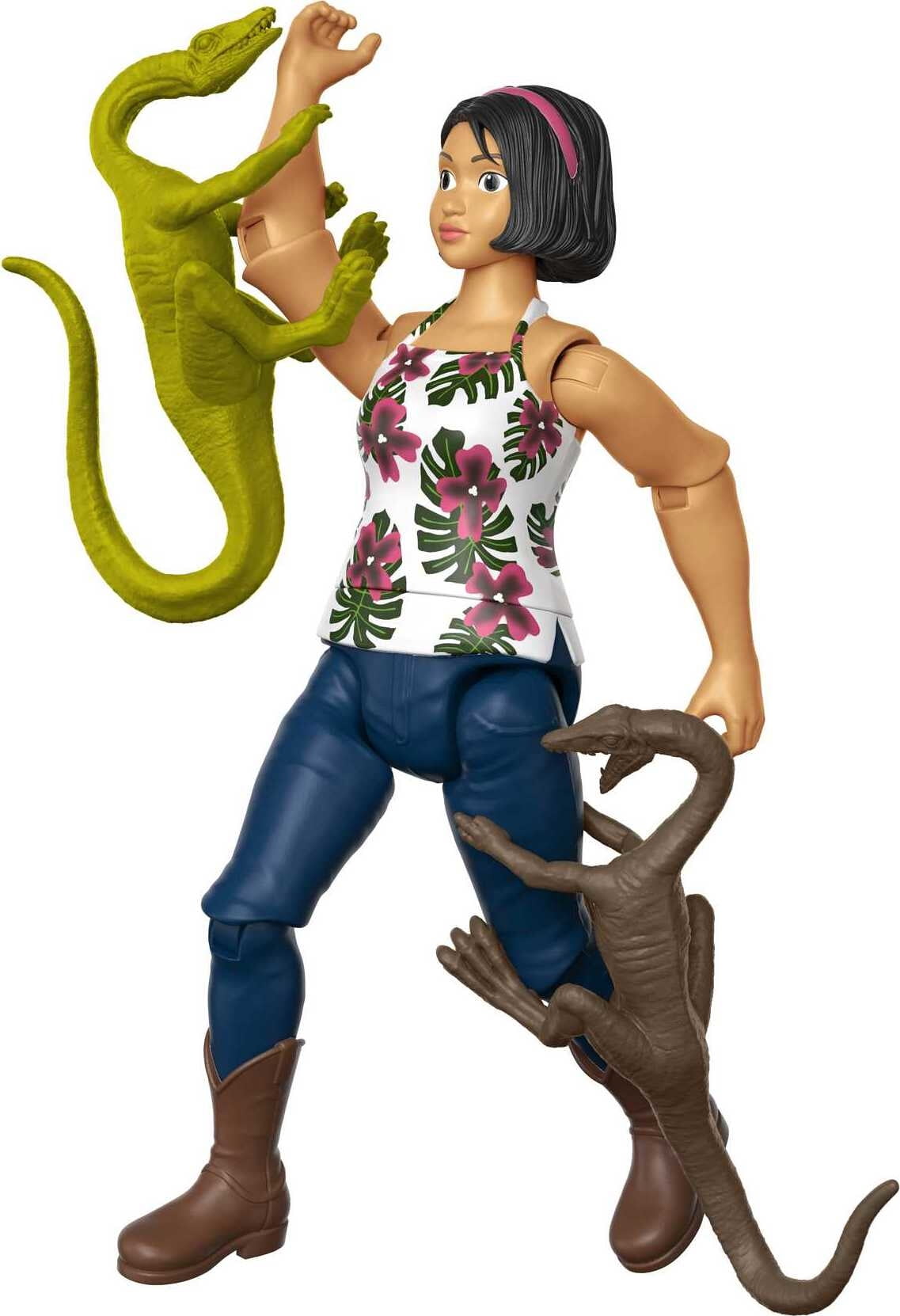 Jurassic World Human & Dino Pack Sammy, Velociraptor & 2 Compy Figures, 4 Year Olds & Up