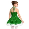 thumbnail image 2 of Sholeno Girls Halter Neck Sleeveless Sequins Tutu Dress Christmas Snowman Figure Skating Dance Dress Green 8, 2 of 7