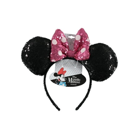 Minnie Mouse Ears Headband, Pink and White Polka Dot Bow
