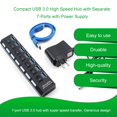 thumbnail image 4 of USB 3.0 High Speed Hub with Separate Seven Ports Compact Lightweight Power Adapter Hub with Power Supply, 4 of 11