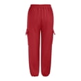 thumbnail image 5 of WTXUE Girls Cargo Pants, Scrub Pants Women's Loose Cargo Pants Retro Multi Pocket Low Waist Drawstring Pig Nose Buckle Slim, Scrub Pants Pantalones De Mujer, Red, 5 of 6