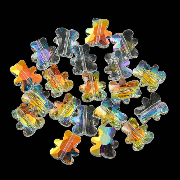 1set 100pcs Electroplate Glass Beads AB color Bear Clear 9.5x8.5x3.5mm Hole: 1mm