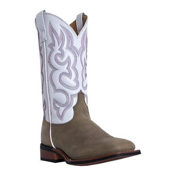 western boots womens cowboy mesquite broad toe taupe white 5621