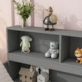 thumbnail image 5 of Mirightone Full Size Floor Bed with Rails, Wood Montessori Floor Bed with Bookcase and Shelves, Full Bed Frame, Gray, 5 of 8
