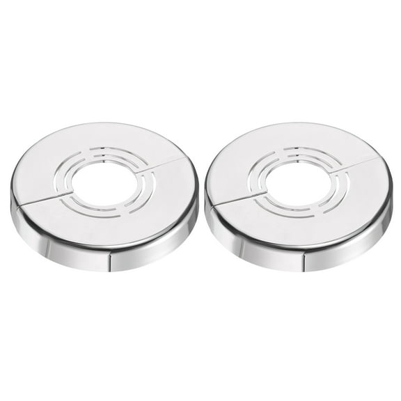 Wall Split Flange, 2 Pcs 62x10 mm - Cuttable ABS Round Escutcheon Plate Cover Buckle, Shower Arm Flange for 20/25/33mm(0.8/1.0/1.3 Inch) Water Pipe Faucet Decoration (Silver)