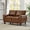 Brown, variant on 59" Breathable Faux Leather Small Loveseat Couch, 2 Seater Sofa with Storage Space, Comfortable Loveseat with Wide Armrest for Living Room, Burgundy