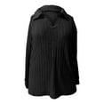 thumbnail image 5 of ManxiVoo Women Autumn Winter V Neck Long Sleeve T-Shirt Ribbed Texture Soft Brushed Fabric Relaxed Fit Casual Top XXL Size Black, 5 of 6