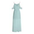 thumbnail image 4 of QLEICOM Summer Dresses for Women 2022 Casual Loose Bohemian Beach Dress Off Shoulder Spaghetti Strap Maxi Dress Plus Size Flowy High Low Maxi Dress Club and Night Out Dress Blue M, 4 of 7