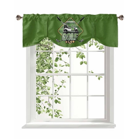 Golf Club Tie Up Valances Curtain Abstract Motor Vehicle Vintage Green Linen Adjustable Rod Pocket Window Treatment Short Tie Up Curtains Valances for Kitchen Living Room Bathroom 42x18 Inches