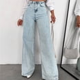 thumbnail image 3 of Vaqueros de pierna ancha for mujer, pantalones vaqueros holgados de cintura alta con botones, pantalones vaqueros informales de otoño Y2K con bolsillos, 3 of 5