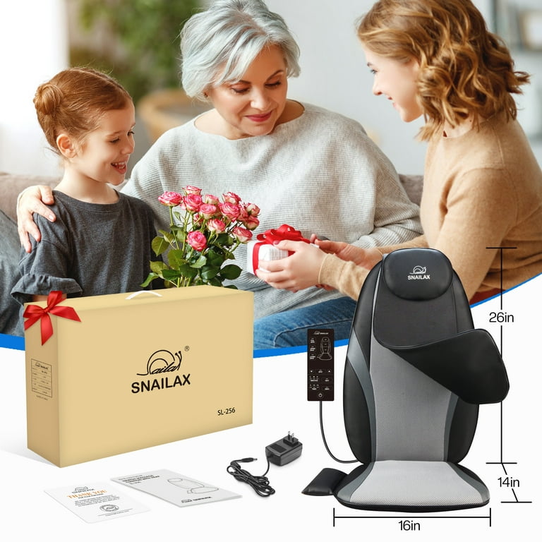 Snailax Shiatsu Neck and Back Massager with Heat, Deep Kneading Massage  Chair Pad, Seat Cushion Massager with Gel, Gifts 