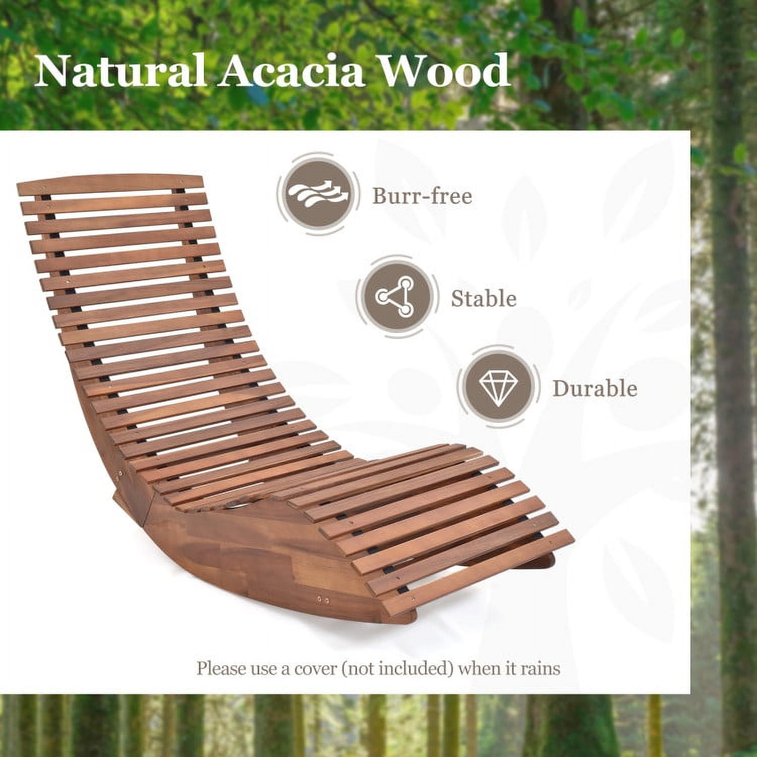 Aimee Lii Outdoor Wooden Rocker for Lawn, Porch, Backyard, Comfortable