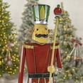 thumbnail image 2 of 59" Tall Iron Christmas Burgundy Nutcracker Holding Staff "Henry", 2 of 6