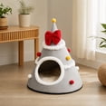 thumbnail image 6 of Christmas Tree Cat Bed with Bow - Winter Warm House for Cats, Soft Enclosed Sleeping House with Removable Cushion Non-Slip Base, 6 of 7