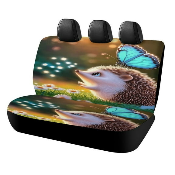 Cute Hedgehog Butterfly Garden Car Rear Seat Cover Accessories Universal Fit Car Seat Covers Durable
