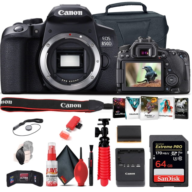 Canon EOS Rebel 850D / T8i DSLR Camera + 64GB Memory Card + Case + More(International Model)