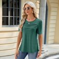 thumbnail image 5 of SWSMCLT Women's Soft Shirt Summer Top Thin Cool Spring T Shirt Fashion Loose Fall Short Sleeve Lightweight Dark Green Small, 5 of 5