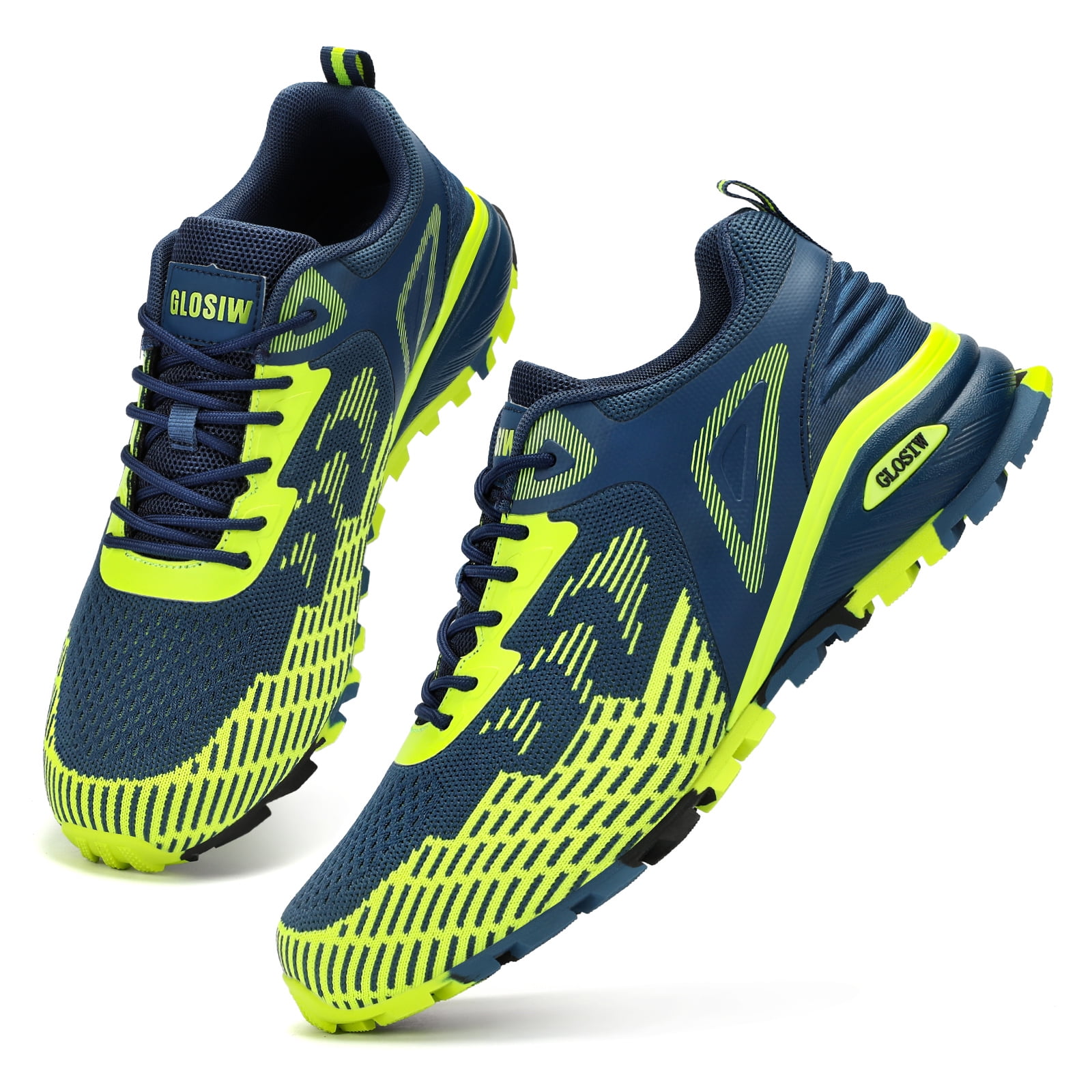 GLOSIW Men's Trail Running Shoes Non Slip Hiking Shoes Tennis Shoes Fashion Sneakers Workout Footwear
