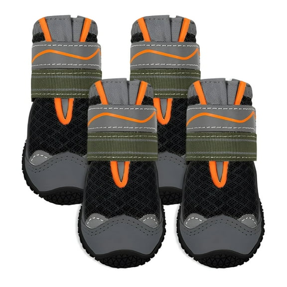 TELOLY 4Pcs Dog Shoes,Rubber Dog Rain Boots,Dog Boots for Small Dogs,Black,2.6In