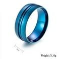 thumbnail image 3 of 8MM Blue/Black Matte Bands Titanium Steel Men's Wedding Jewelry Ring Size 7-12, 3 of 9
