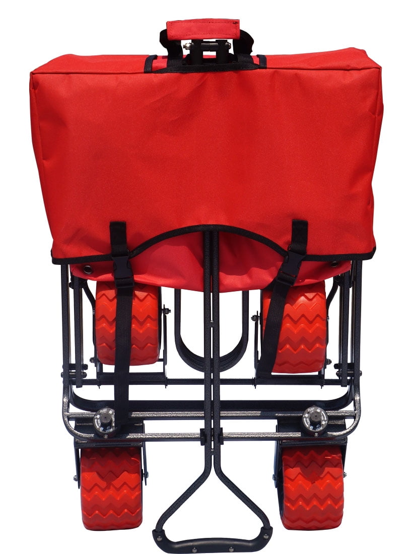 Impact Canopy Folding Utility Wagon, Collapsible, All Terrain Beach Wagon, Red