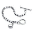 thumbnail image 4 of ‎555Jewelry 5mm Stainless Steel Puffed Heart Charm Box Chain T Toggle Clasp Bracelets for Women & Girls, 8.25 Inch, Silver, 4 of 8