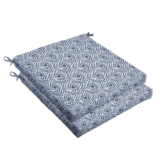 Sorra Home Navy and White Geometric Indoor/Outdoor Cushion Set, Bristol