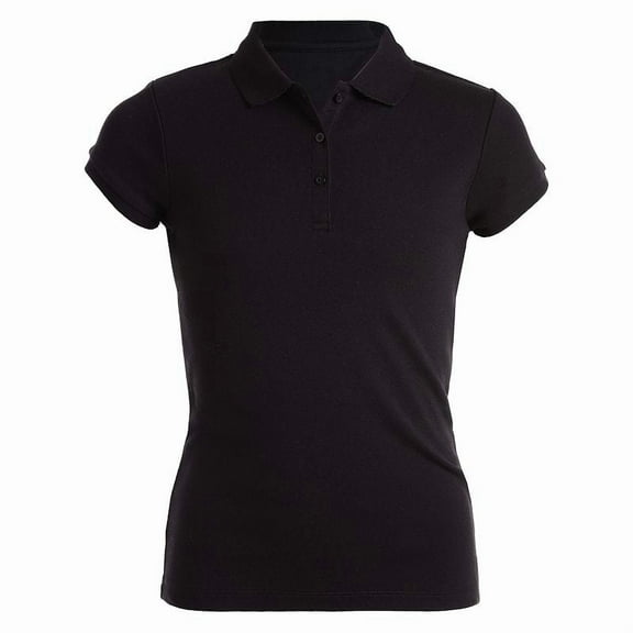 Izod Girl's Picot Polo Shirt XS Black