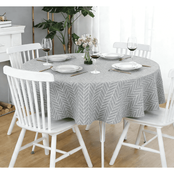 Hvxrjkn 59'' Round Washable Tablecloth - Cotton Blended Linen Cloth for Indoor/Outdoor Dining Room, Garden Patio & Holiday Parties