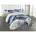 thumbnail image 2 of Ambesonne Fantasy Quilted Coverlet 3 Pcs, Snow Capped Mountain, Queen Size, White and Navy Blue, 2 of 4