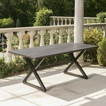 GDF Studio Rosarito Outdoor Aluminum Dining Table, Gray