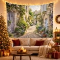 thumbnail image 3 of Winding Stone Cottage Alley with Climbing Roses, Serene Photorealistic for Travel Enthusiasts, Rustic European Village Decor, Housewarming Gift, Tapestry Wall Hanging for Living Room and Bedroom, 3 of 7