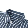 thumbnail image 3 of LODIENY Striped Long Sleeve Dress Shirt for Men Button Down Collared Baggy Stylish Work Blouses with Pockets Dark Blue XL, 3 of 4