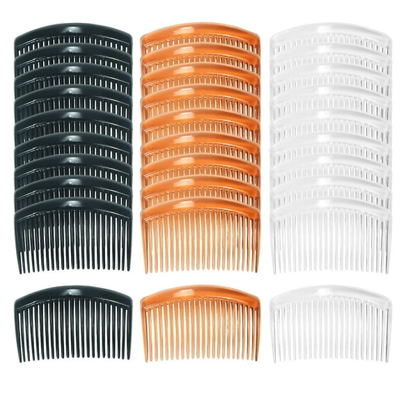 30 Pack 3 Inch White Clear Plastic French Hair Side Combs Wedding Bridal Veil Comb Fine Hair Slide Hair Clips Small Clear Barrettes Bun Holder with 23 Teeth DIY Headpieces Accessories for Women