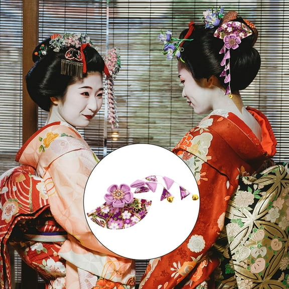AURARMLET 1Set Japanese Accessories for Women Hair Ornament in Purple Cloth