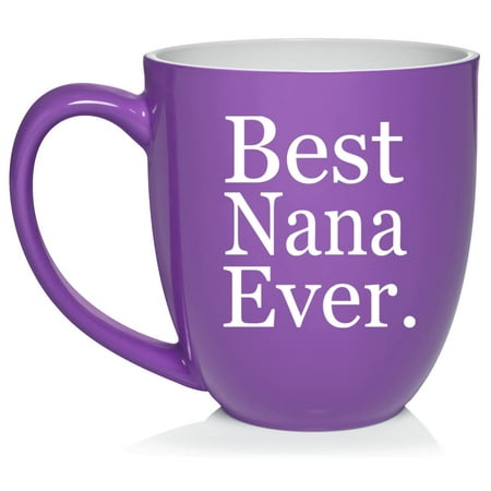 

Best Nana Ever Grandma Grandmother Ceramic Coffee Mug Tea Cup Gift for Her Sister Women Grandparents’ Day Family Friend Pregnancy Announcement Mother’s Day Cute Birthday (16oz Purple)