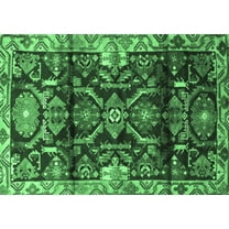 Ahgly Company Indoor Rectangle Persian Emerald Green Traditional Area Rugs, 5' x 7'