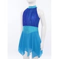 thumbnail image 3 of Hansber Kids Girls Sleeveless Glittery Mesh Irregular Hem Figure Ice Skating Dress Ballet Lyrical Dance Wear Blue 12, 3 of 7