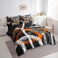 thumbnail image 3 of Manfei Grunge Geometric Lines Twin Bedding Sets 7pcs, Contemporary Abstract Bedding Comforter Set, Black White Orange Sheet Sets, Breathable Home Decor, 3 of 8