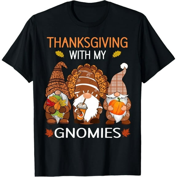 Thanksgiving women gnome fall leopard Turkey men girls T-Shirt
