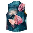 thumbnail image 6 of longantii Shirts for Men Hawaiian Style Relaxed Fit Button Down Tshirts Comfort Sleeveless Blouses with Pockets 2026 Summer New Tropical Printed Beach Floral Shirts Pink XXL, 6 of 7