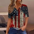 thumbnail image 2 of GERsome 4th of July Patriotic T-Shirt for Women American Flag Short Sleeve V-neck Tops Casual Loose Fit USA Veteran Pullover Tops S-3XL, 2 of 5