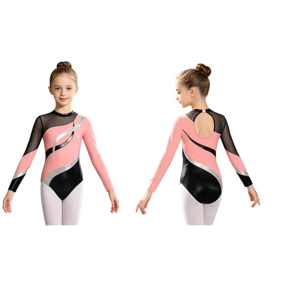 Aislor Girls Gymnastics Sports Leotard Sparkle Ballet Dance Bodysuit Size 6-16 Pink 12
