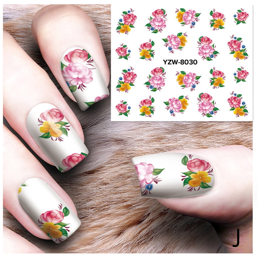 Press on Nails DIY Nail Applique Adhesive Flower Rattan Sticker ...