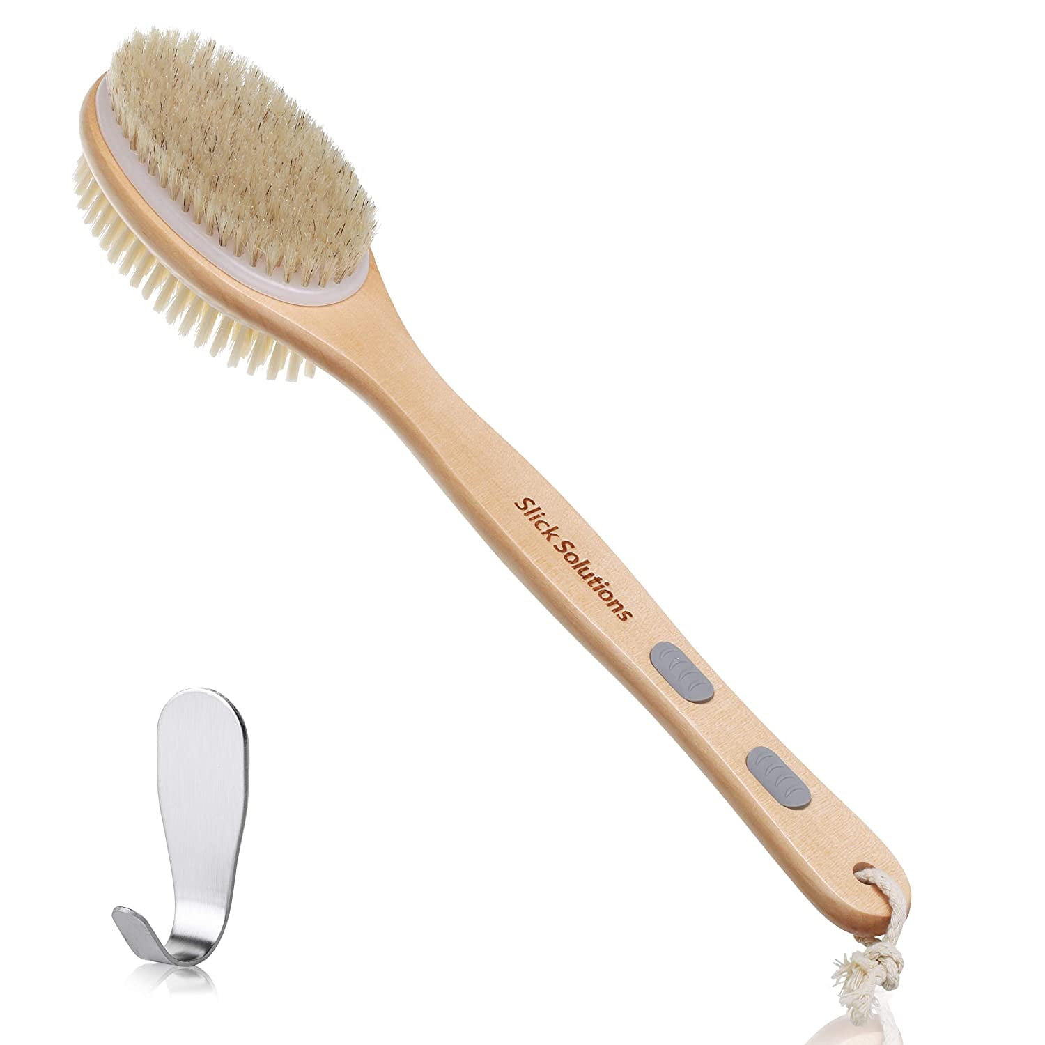 Slick- Shower Brush, Double Sided Brush, Back Scrubber, Bath Brush, Back Brush, Back Brush Long Handle for Shower, Shower Brushes for Your Back