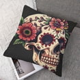 thumbnail image 7 of Acheng Unique Flower Decorated Day of Dead Sugar Skull Graphic Throw Pillow Covers Set of 2 18x18in, 7 of 7