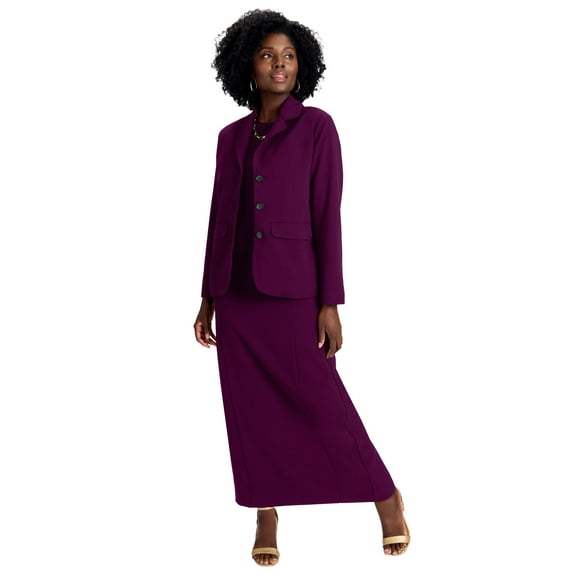 Jessica London Women's Plus Size 2-Piece Stretch Crepe Single-Breasted Maxi Jacket Dress