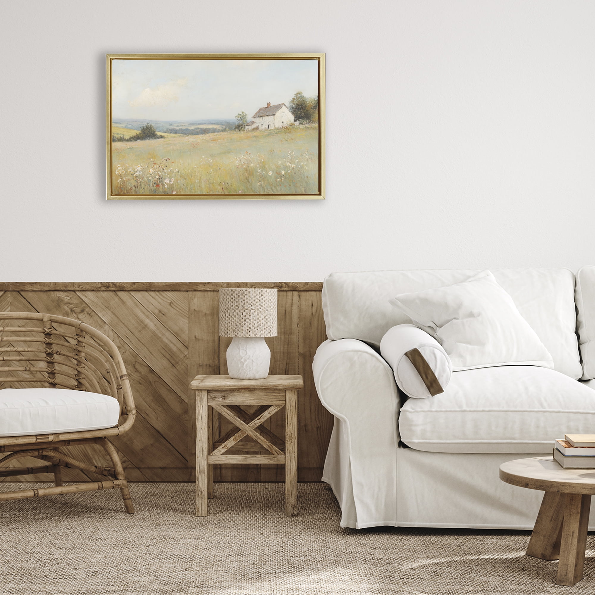 Stupell Industries Little House In The Prairie Gold Framed Floater Canvas Wall Art, design by Petal Prints Design