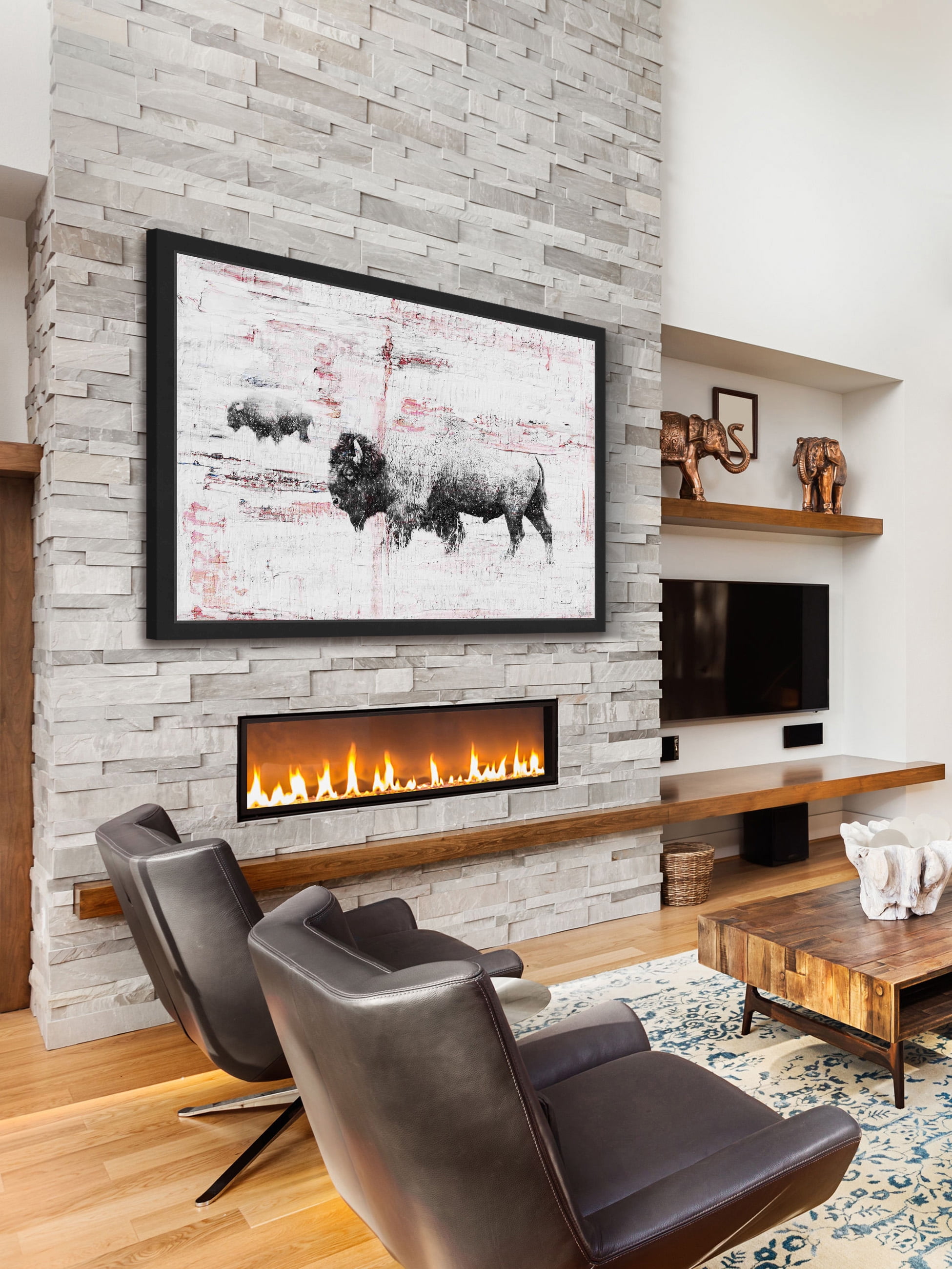 "Buffalo Walking" Framed Painting Print